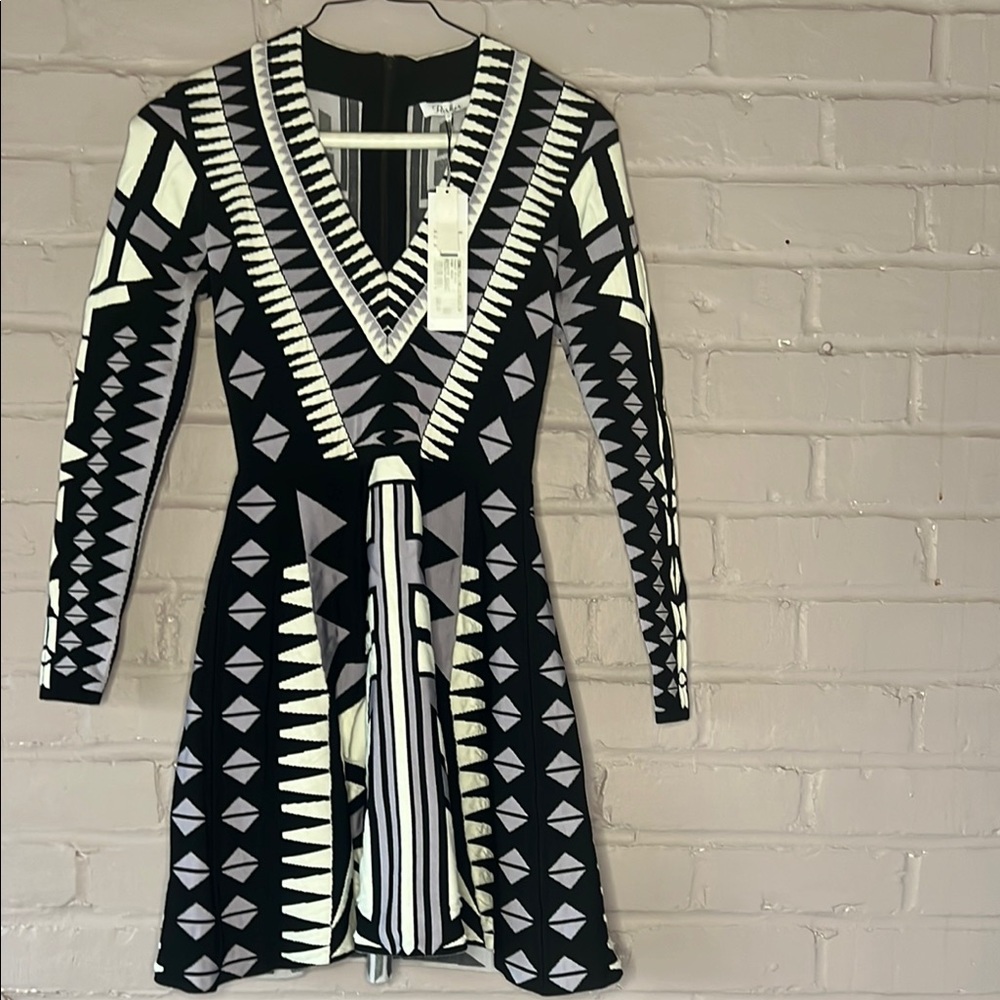 Geometric Black and White Dress